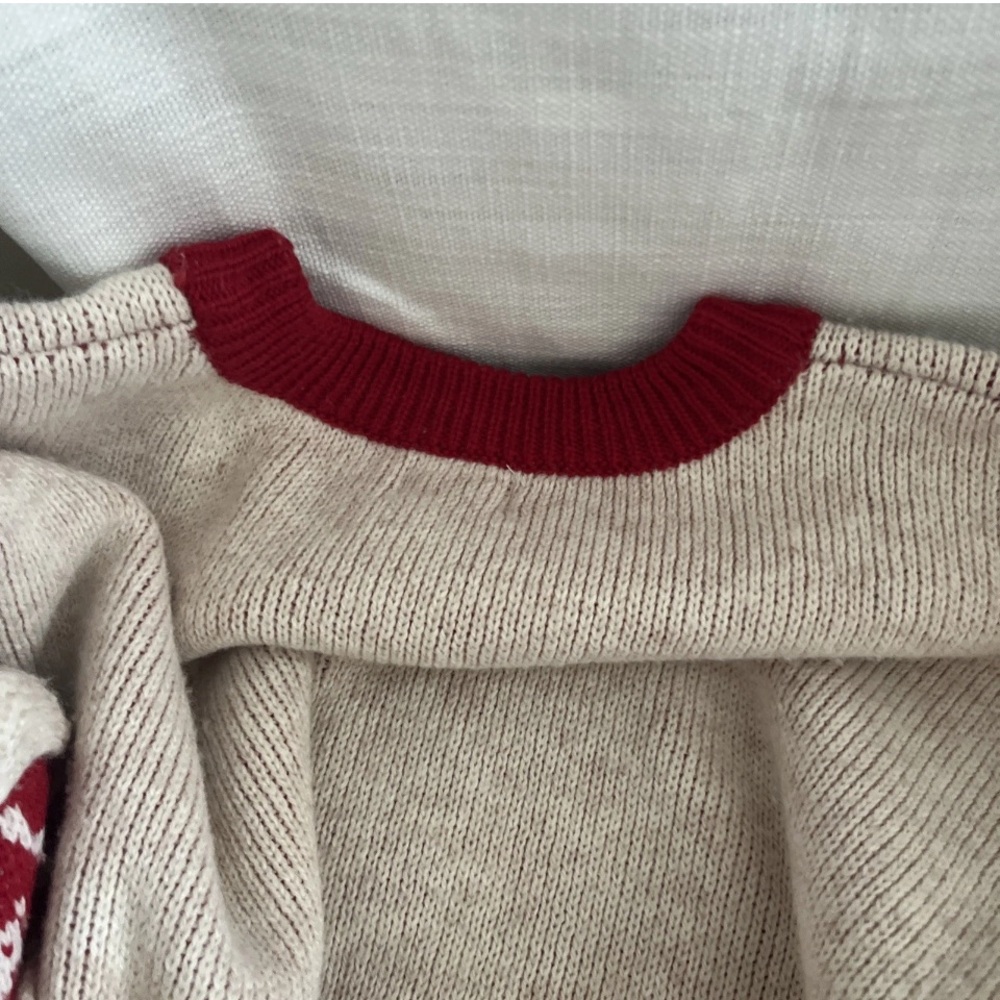 Vintage Red and Cream Nordic/Holiday Patterned Sweater,Esprit,Cropped, Sz Small - Picture 6 of 11